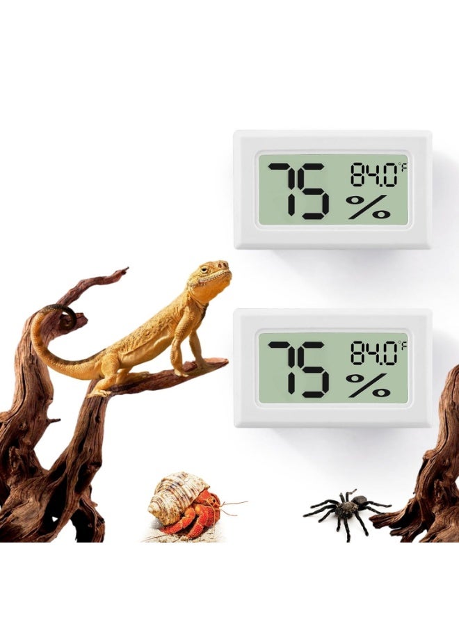 Meetion Bearded Dragon Accessories, 2 PCS Rectangle Reptile Thermometer and Humidity Gauge, Reptile Tank Accessories for Jumping Spider, Leopard Gecko, Hermit Crab, Gecko, Ball Python, Lizard - Image 1
